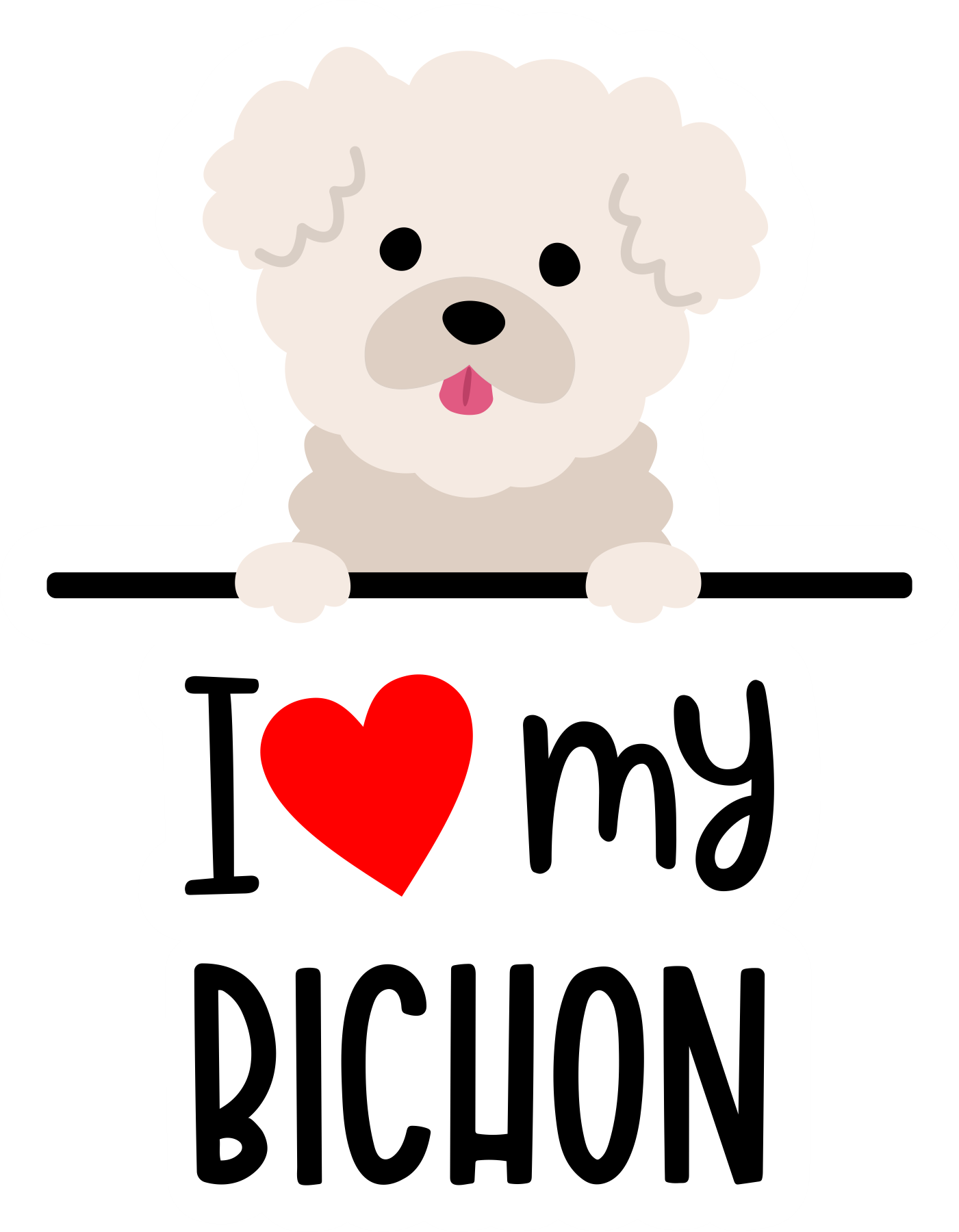 I Love My Bichon Sticker