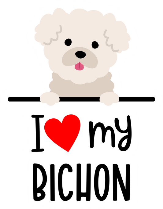 I Love My Bichon Sticker