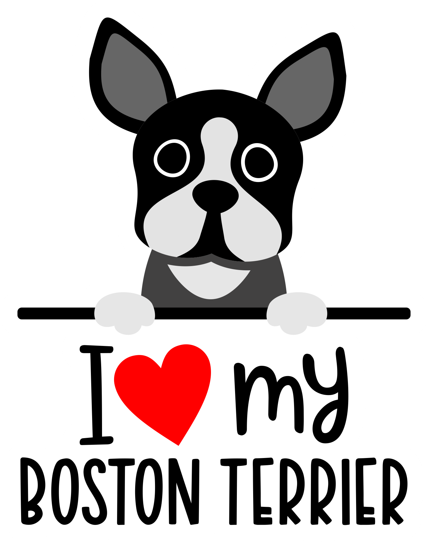 I Love My Boston Terrier Sticker