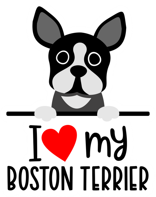 I Love My Boston Terrier Sticker