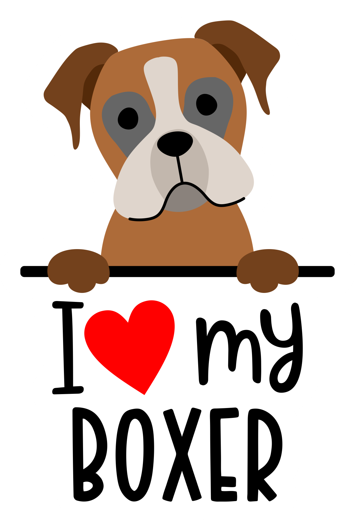 I Love My Boxer Sticker