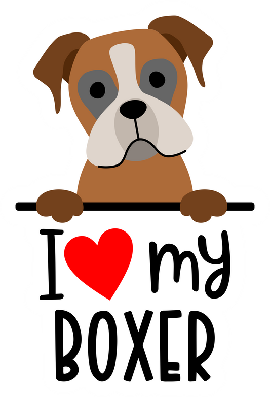 I Love My Boxer Sticker