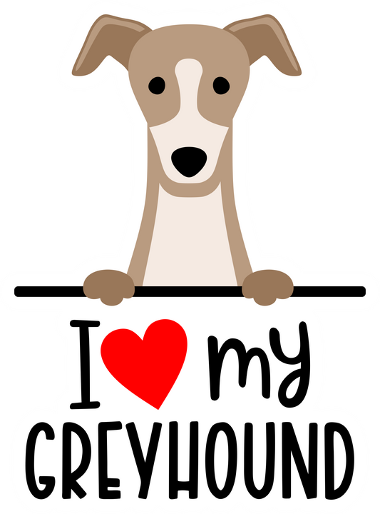 I Love My Greyhound Sticker