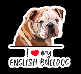 I Love My English Bulldog - Sticker ##2