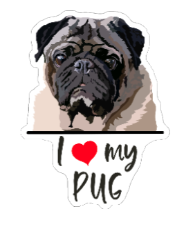 I Love My Pug Sticker #2