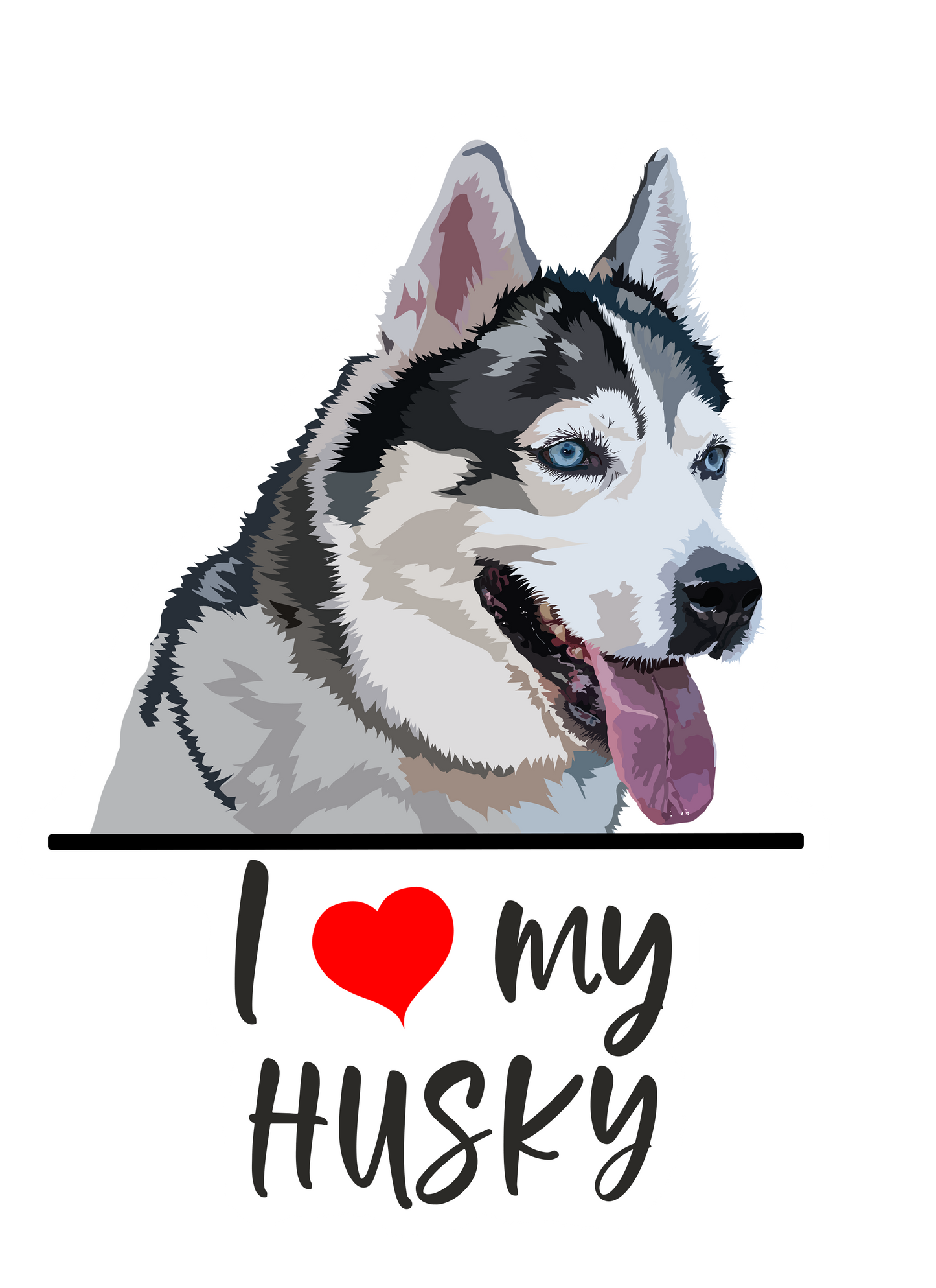 I Love My Husky Sticker #2