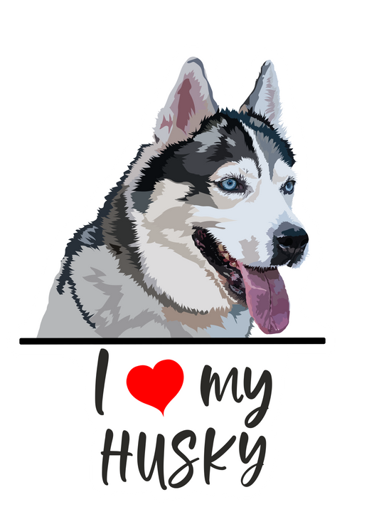 I Love My Husky Sticker #2