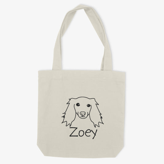 Long Haired Dachshund Mom or Custom Name - Tote