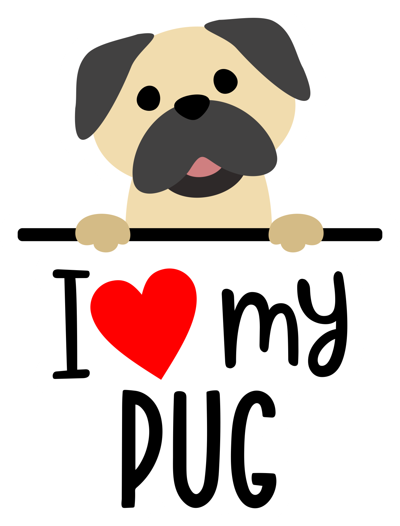 I Love My Pug Sticker