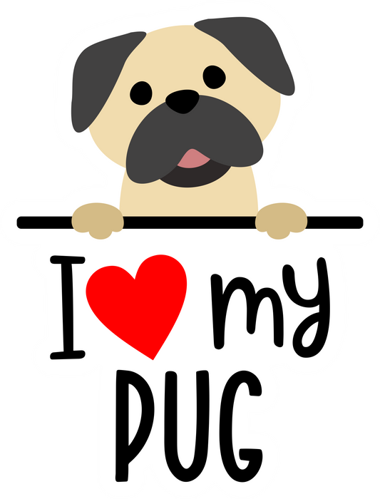 I Love My Pug Sticker