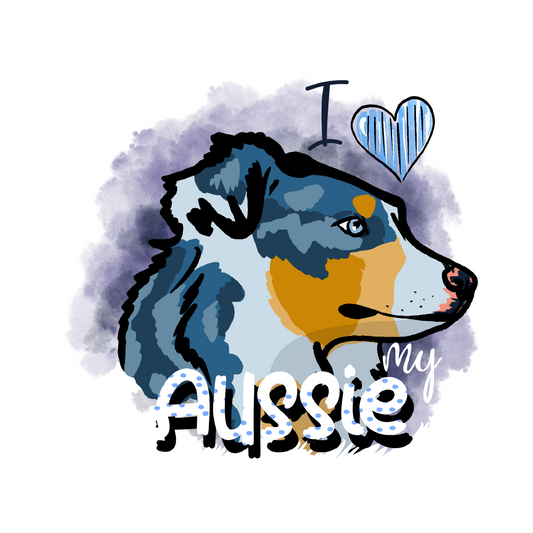 I Love My Aussie Sticker