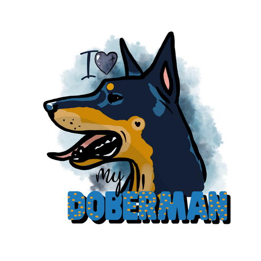 I Love My Doberman Sticker