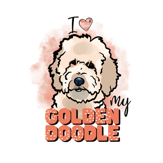 I Love My Golden Doodle Sticker